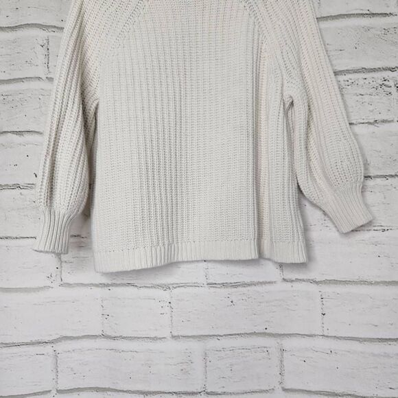 Aerie Long-Sleeve Boat Neck Cable Knit Pullover Sweater White Small - Picture 9 of 13